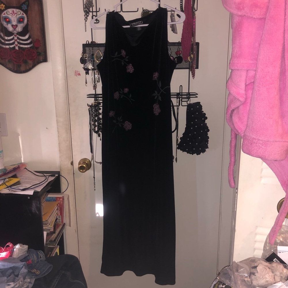 Black velvet maxi dress